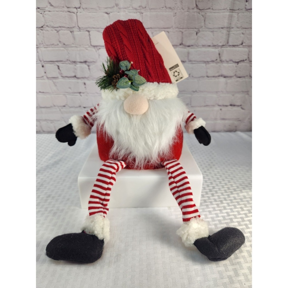 Santa Christmas Gnome Self Sitter  Tree Topper Figurine Holiday Decor New!